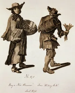 Buy a new Almanac! Fine writing ink!, illustration of street sellers around Buy a new Almanac! Fine writing ink!, illustration of street sellers around