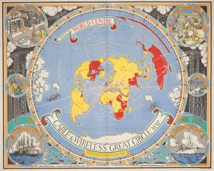 Cable & Wireless Great Circle Map, 1945 (colour litho) Cable & Wireless Great Circle Map, 1945 (colour litho)