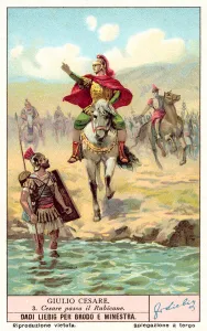 Caesar crossing the Rubicon, 49 BC (chromolitho) Caesar crossing the Rubicon, 49 BC (chromolitho)