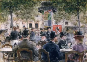 Cafe Scene in Paris, 1884 (oil on panel) Cafe Scene in Paris, 1884 (oil on panel)
