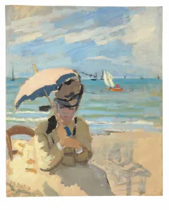 Camille assise sur la plage a Trouville, 1870-71 (oil on canvas) Camille assise sur la plage a Trouville, 1870-71 (oil on canvas)