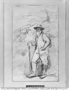 Camille Pissarro (black lead on paper) (b/w photo) Camille Pissarro (black lead on paper) (b/w photo)