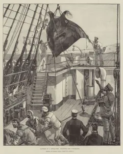 Capture of a Devil-Fish, hoisting him overboard (engraving) Capture of a Devil-Fish, hoisting him overboard (engraving)