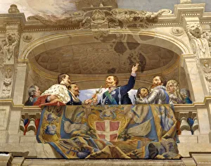 Carlo Alberto giving the sword to Vittorio Emanuele II, detail (fresco Carlo Alberto giving the sword to Vittorio Emanuele II, detail (fresco