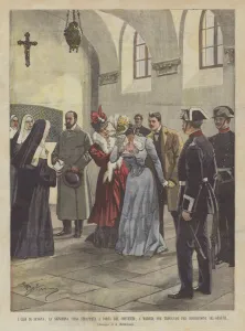 The Cases Of Spain, Miss Ubao Forcibly Torn From The Convent, In Madrid, Where She Was... (colour litho) The Cases Of Spain, Miss Ubao Forcibly Torn From The Convent, In Madrid, Where She Was... (colour litho)