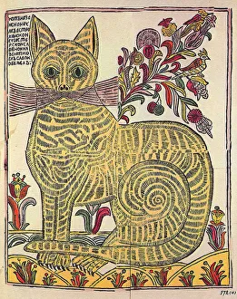 The cat of Kazan, folk book satirical illustration (lubok), c.1710 (engraving, watercolour) The cat of Kazan, folk book satirical illustration (lubok), c.1710 (engraving, watercolour)