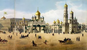 Cathedrals of the Annunciation and the Archangel, from a panorama of Moscow Cathedrals of the Annunciation and the Archangel, from a panorama of Moscow