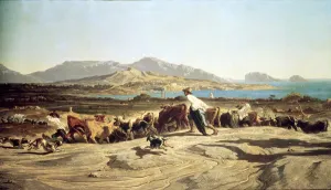 Cattle herding near Marseilles, 1853 (oil on canvas) Cattle herding near Marseilles, 1853 (oil on canvas)