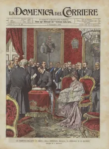 The Ceremony Of The Birth Certificate Of Princess Mafalda, At The Quirinale, On November 23rd (Colour Litho) The Ceremony Of The Birth Certificate Of Princess Mafalda, At The Quirinale, On November 23rd (Colour Litho)