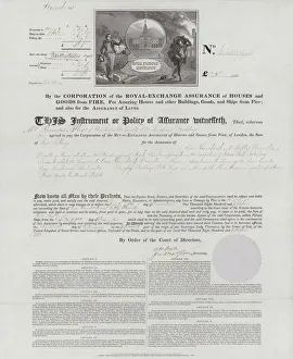 Certificate of fire insurance issued by the Royal Exchange Assurance Corporation for a house in Wilmslow Certificate of fire insurance issued by the Royal Exchange Assurance Corporation for a house in Wilmslow