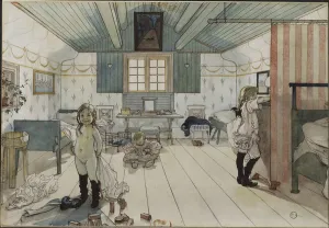 Chambre de petites filles - Small Girls Room, by Larsson, Carl (1853-1919) Chambre de petites filles - Small Girls Room, by Larsson, Carl (1853-1919)