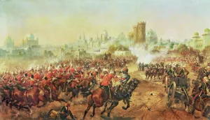 Charge of the Queens Bays against the Mutineers at Lucknow Charge of the Queens Bays against the Mutineers at Lucknow
