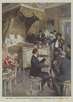 Cheerful Agony, the American banker Walker poisoned by mistake incurably, dies between music and flowers (Colour Litho) Cheerful Agony, the American banker Walker poisoned by mistake incurably, dies between music and flowers (Colour Litho)