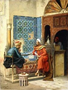 The Chess Game, 1896 (oil on panel) The Chess Game, 1896 (oil on panel)