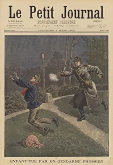 A child killed by a Prussian policeman (colour litho) A child killed by a Prussian policeman (colour litho)