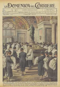 One hundred children born in the Prince's Week (from 12 to 19 February) were baptized... (colour litho) One hundred children born in the Prince's Week (from 12 to 19 February) were baptized... (colour litho)