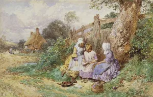 Children Reading Beside a Country Lane, (pencil and watercolour heightened with white) Children Reading Beside a Country Lane, (pencil and watercolour heightened with white)