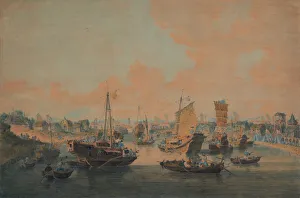 Chinese barges of the Embassy passing through a sluice on the Grand Canal, 1793 (Watercolour) Chinese barges of the Embassy passing through a sluice on the Grand Canal, 1793 (Watercolour)