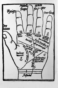 Chiromancy and divinatory prediction: representation of the different lines of the hand Chiromancy and divinatory prediction: representation of the different lines of the hand