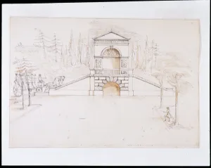 Chiswick, design for a pedimented cascade combined with a road bridge at the end of Chiswick, design for a pedimented cascade combined with a road bridge at the end of
