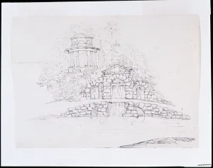 Chiswick, design for a rockword cascade with an octagonal Doric temple on the terrace Chiswick, design for a rockword cascade with an octagonal Doric temple on the terrace