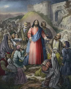Christ healing the multitude (coloured engraving) Christ healing the multitude (coloured engraving)