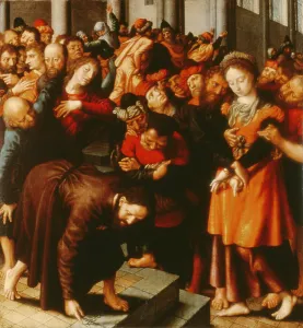 Christ and the Woman taken in adultery (oil on panel) Christ and the Woman taken in adultery (oil on panel)