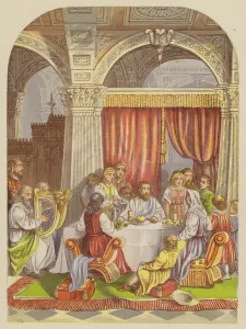 Christiana entertained by the Interpreter (colour litho) Christiana entertained by the Interpreter (colour litho)
