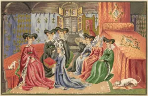 Christine de Pisan presenting her works to the Queen Christine de Pisan presenting her works to the Queen