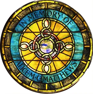 A circular leaded glass window by Tiffany Studios (leaded glass) A circular leaded glass window by Tiffany Studios (leaded glass)