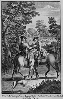 Claude Duval robbing Squire Roper, Master of the Buckhounds to King Charles II, in Windsor Forest (engraving) Claude Duval robbing Squire Roper, Master of the Buckhounds to King Charles II, in Windsor Forest (engraving)