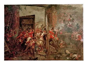 Closing the Gates at Hougoumont, 1903 (oil on canvas) Print