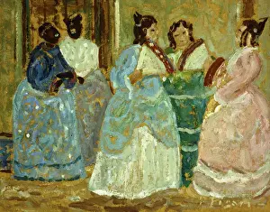 Colonial Scene; Escena Colonial, (oil onn board) Colonial Scene; Escena Colonial, (oil onn board)
