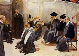 Conferring degrees in Sheldonian Theatre, Oxford (colour litho) Conferring degrees in Sheldonian Theatre, Oxford (colour litho)