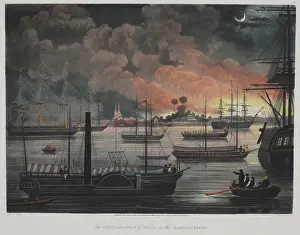 Southeast Asia History Prints: The Conflagration of Dalla on the Rangoon River