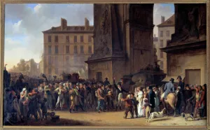 The conscripts of 1807 passing in front of the Porte Saint Denis in Paris Painting by The conscripts of 1807 passing in front of the Porte Saint Denis in Paris Painting by
