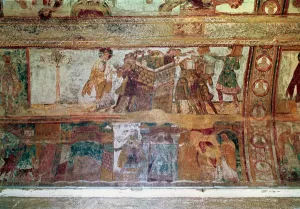 The Construction of the Tower of Babel (upper register); The Meeting of Joseph The Construction of the Tower of Babel (upper register); The Meeting of Joseph