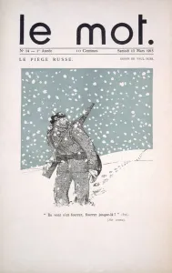 Front cover of Le Mot magazine, March 1915 (colour litho) Front cover of Le Mot magazine, March 1915 (colour litho)