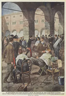 A curious episode of the barbers strike in Treviso (colour litho) A curious episode of the barbers strike in Treviso (colour litho)