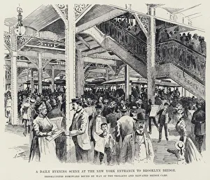 A Daily Evening Scene at the New York Entrance to Brooklyn Bridge (litho) A Daily Evening Scene at the New York Entrance to Brooklyn Bridge (litho)