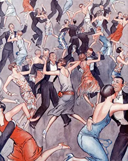 Dance school - illustration from la Vie Parisienne, 1927 (litho) Dance school - illustration from la Vie Parisienne, 1927 (litho)