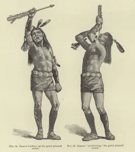 Dancer holding up the great plumed arrow (engraving) Dancer holding up the great plumed arrow (engraving)