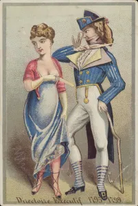 Dandy Gentleman Standing With Lady (chromolitho) Dandy Gentleman Standing With Lady (chromolitho)