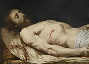 The Dead Christ laid down on his Shroud (detail of mid to upper body), before 1654 (oil on wood) The Dead Christ laid down on his Shroud (detail of mid to upper body), before 1654 (oil on wood)