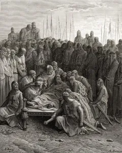 Death of Baldwin I (1171-1205) the Latin King of Jerusalem, illustration from Bibliotheque Death of Baldwin I (1171-1205) the Latin King of Jerusalem, illustration from Bibliotheque