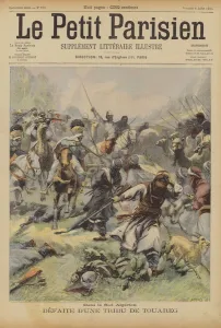 Defeat of a Tuareg tribe in southern Algeria (colour litho) Defeat of a Tuareg tribe in southern Algeria (colour litho)