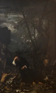 Demokritus in Meditation, 1650-51 (oil on canvas) Demokritus in Meditation, 1650-51 (oil on canvas)