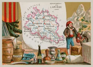 Department of Ariege in southwestern France (chromolitho) Department of Ariege in southwestern France (chromolitho)