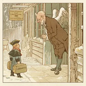 Depiction of the month of January (colour litho) Depiction of the month of January (colour litho)