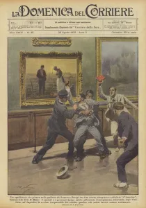 A deranged man who was shooting in the galleries of the Louvre in Paris suddenly... (colour litho) A deranged man who was shooting in the galleries of the Louvre in Paris suddenly... (colour litho)